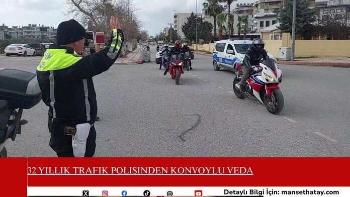 32-yillik-trafik-polisinden-konvoylu-veda 32 Yıllık Trafik Polisinden Konvoylu Veda