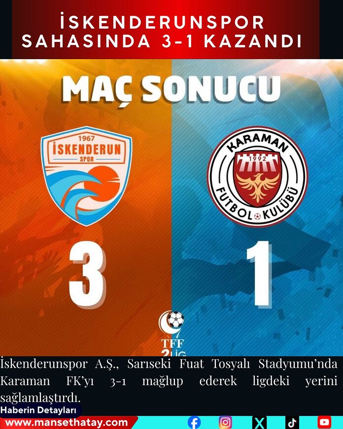 İskenderunspor Sahasında 3-1 Kazandı